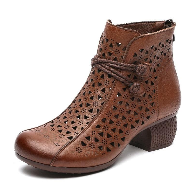 Casual Shoes: RN144 Ankle Boots Leather Mid-Heels Sandals