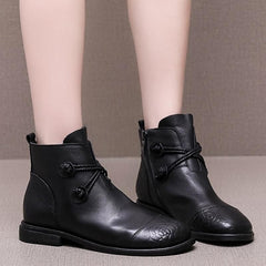 Casual Shoes Soft Leather Flat Ankle Boots 0738