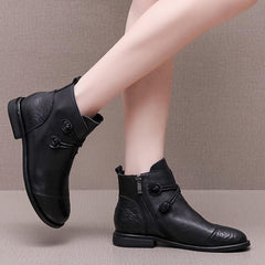 Casual Shoes Soft Leather Flat Ankle Boots 0738