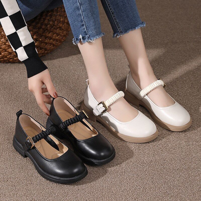 Casual Shoes - Soft Leather, Thick Low Heels (FC1207)