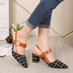 Casual Shoes - Square High Heels Thick Pumps Sandals CYS0425