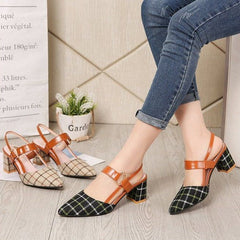 Casual Shoes - Square High Heels Thick Pumps Sandals CYS0425