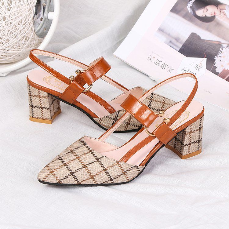 Casual Shoes - Square High Heels Thick Pumps Sandals CYS0425