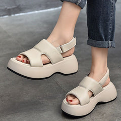 Casual Shoes WM209 - Leather Platform Wedge Sandals