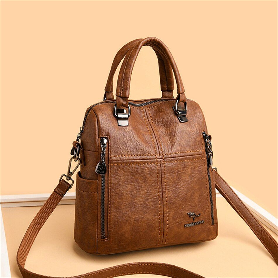 Cool Backpacks V2S0444 Leather Soft Travel Shoulder Bag