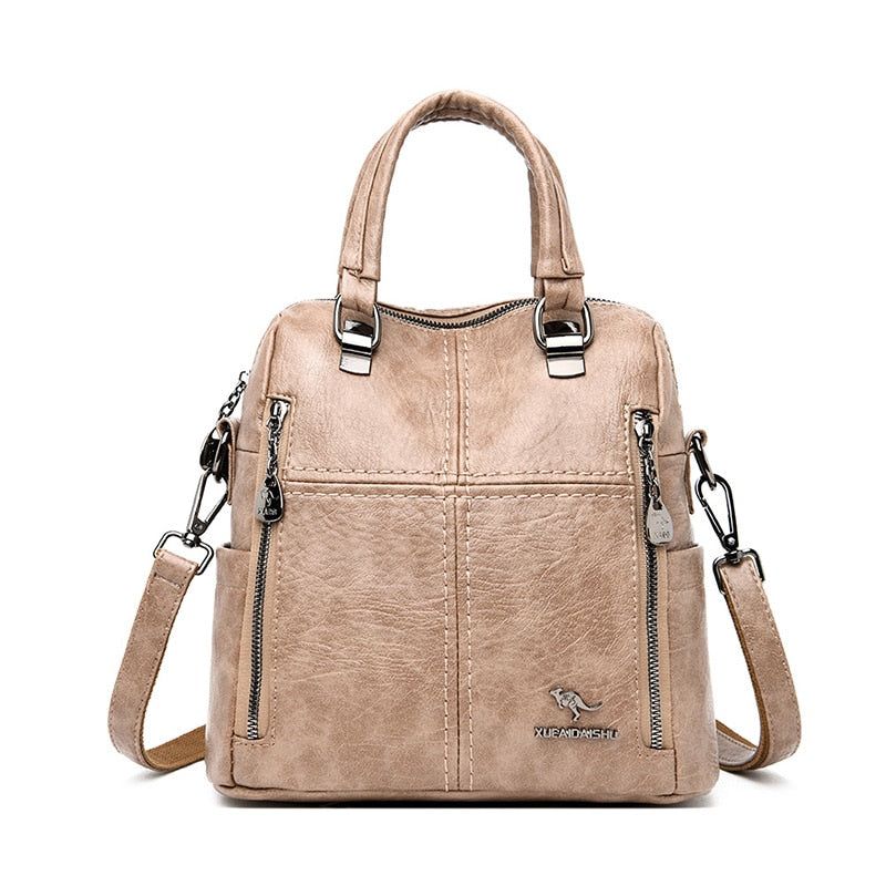 Cool Backpacks V2S0444 Leather Soft Travel Shoulder Bag