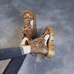 Handmade Roman Wedge Heel Sandal Boots: TJ142 Casual Shoes