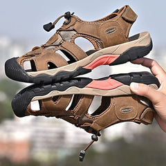 WOS0350  Genuine Leather Casual Sandals: Breathable Shoes