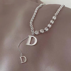 Zircon D Letter Long Necklaces Charm Jewelry NCJSO09